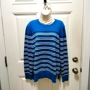 Liz Claiborne Blue Striped Sweatshirt Size XL